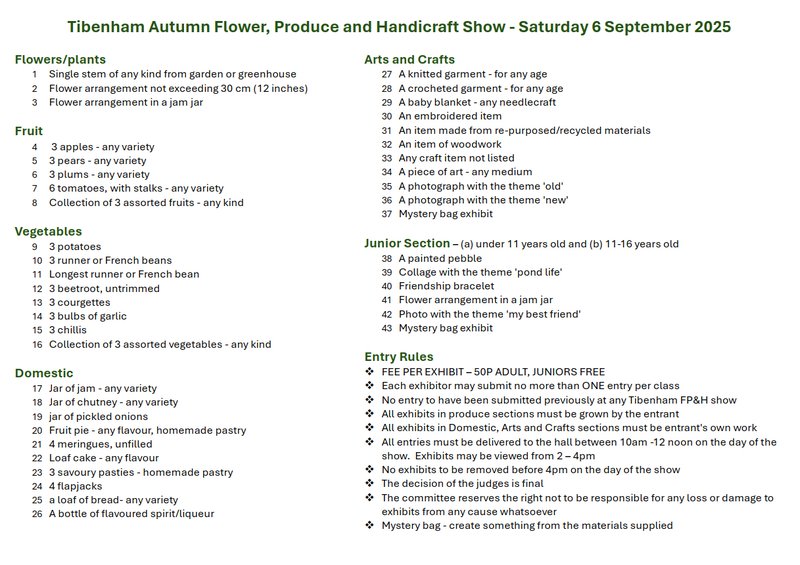 Produce Show Schedule 2025